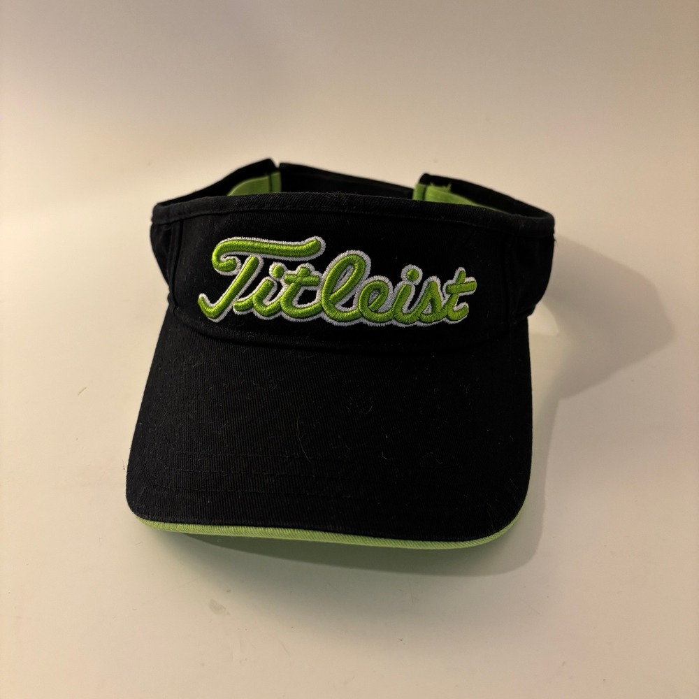 Titleist Golf Visor Mens OSFA Black Green Embroidered Script Logo Adjustable